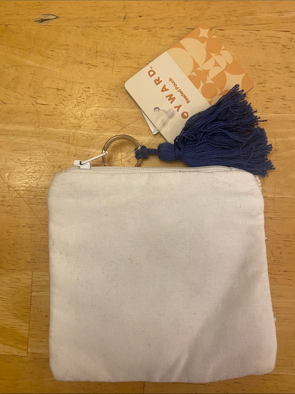 Joyward Beaded patriotic Star Coin Pouch w tassel & key ring NWT - Picture 3 of 4